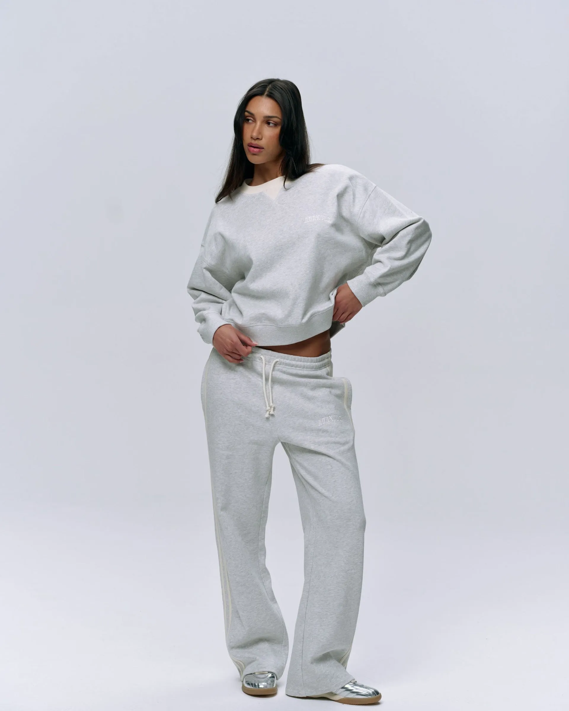 Active Stretch Performance Gear Varsity Loose Fit Sweatpants - Light Grey Melange/Marshmallow White