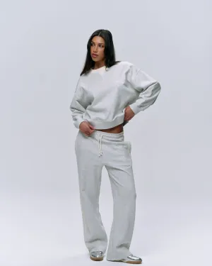 Active Stretch Performance Gear Varsity Loose Fit Sweatpants - Light Grey Melange/Marshmallow White