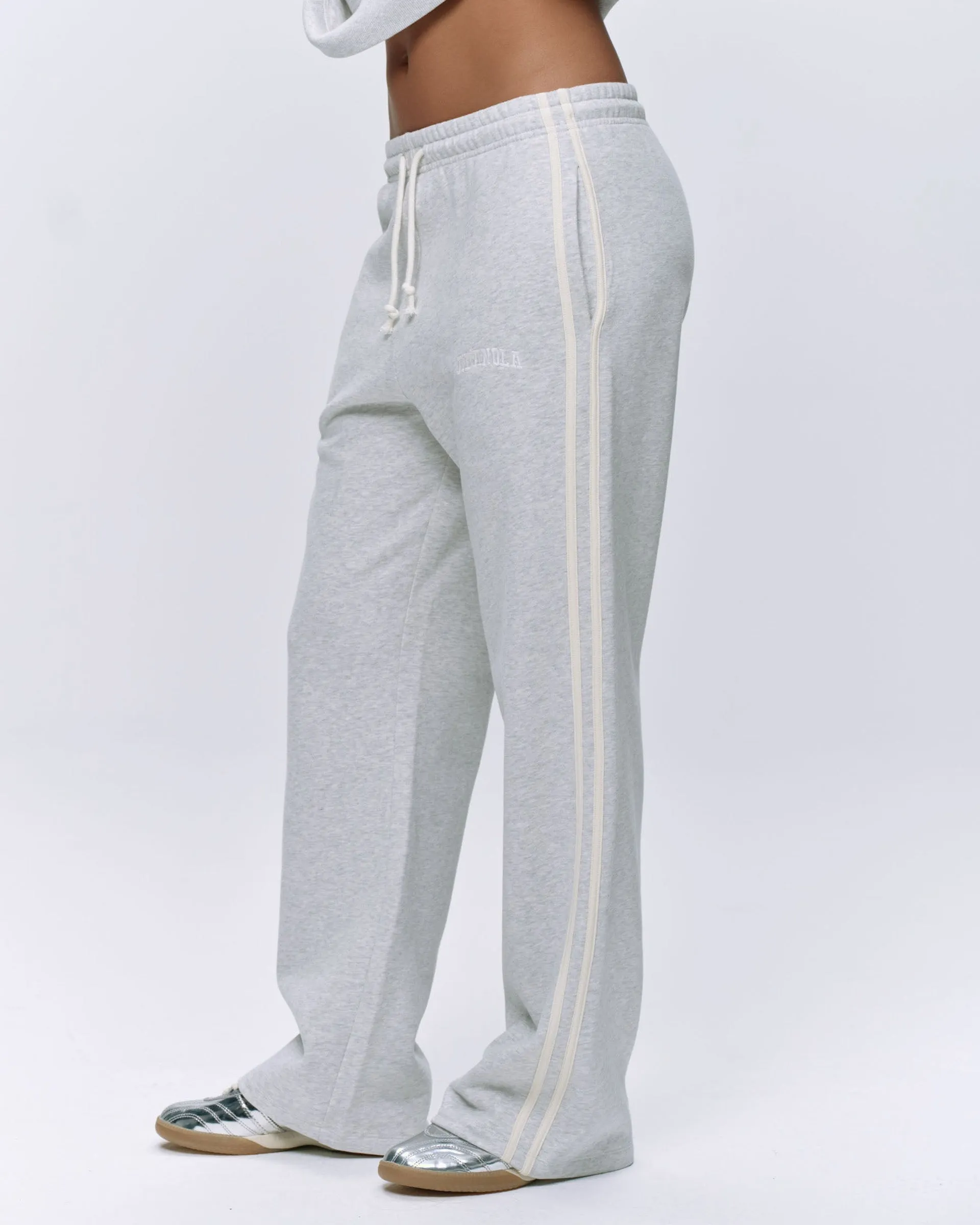 Varsity Loose Fit Sweatpants - Light Grey Melange/Marshmallow White Fashion-Forward Multi Purpose