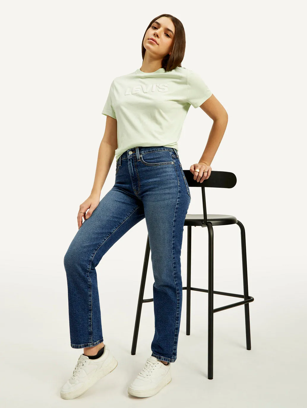 Women's Blue Wedgie Straight Fit High Rise Jeans Spring Mood Trendy Casual Staple