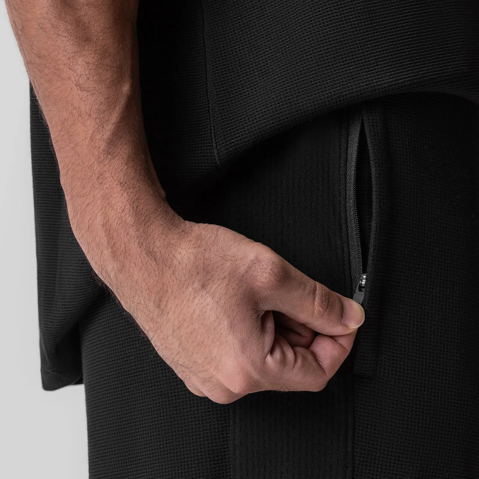 LightweightConstruction 0957. Waffle Knit Relaxed Sweatpant - Black/Black