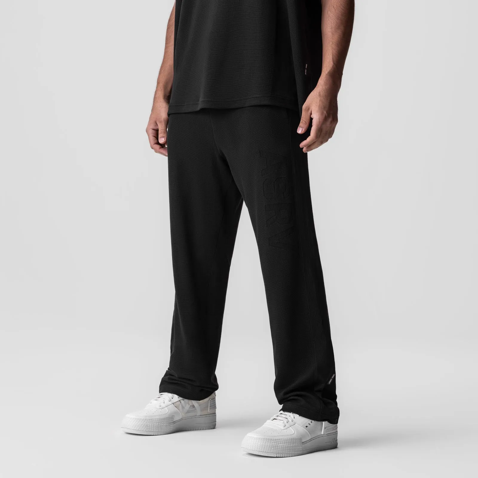 HeatRegulatingLining 0957. Waffle Knit Relaxed Sweatpant - Black/Black
