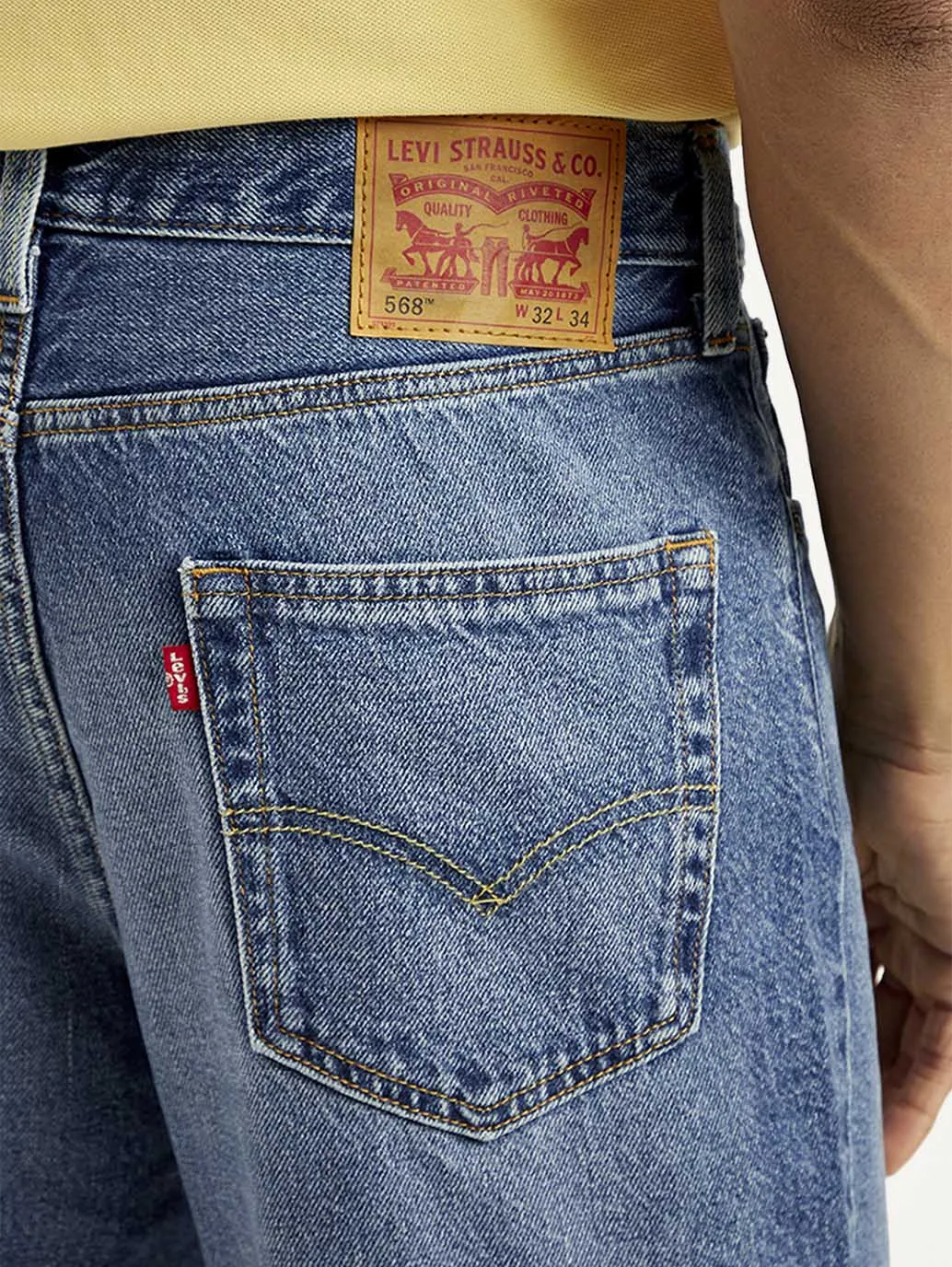 Men's 568 Blue Loose Fit Mid Rise Jeans Flex Look