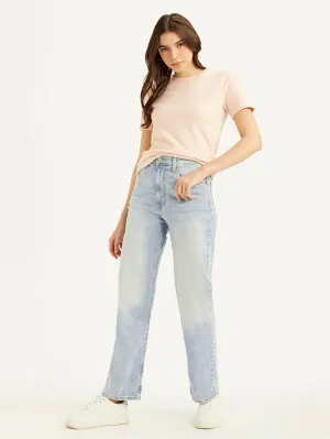 Sustainable Dye Methods Women's Blue Ribcage Straight Fit High Rise Jeans