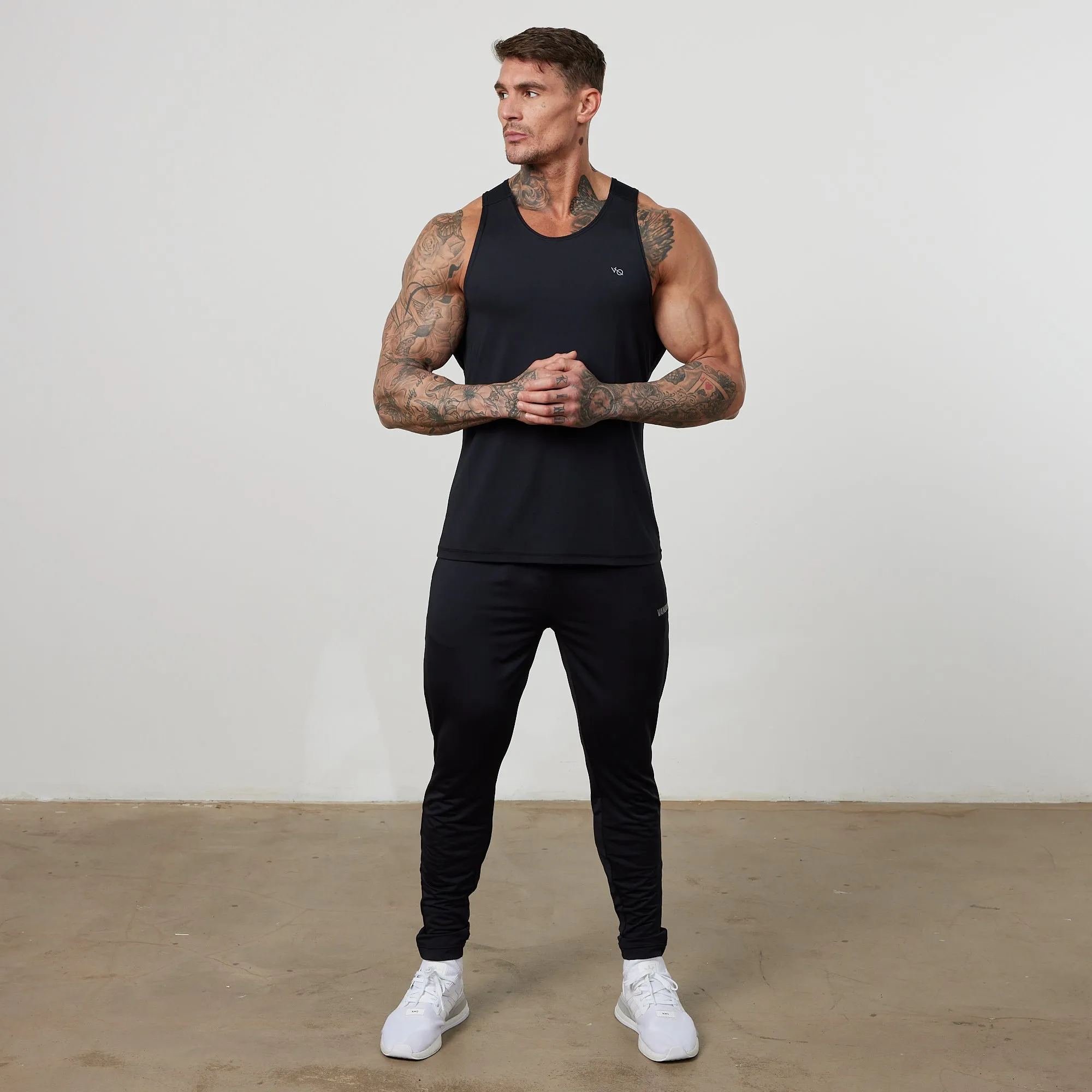 Vanquish Essential Black Performance Tank Top Quick Release Zipper Thermal Regulating