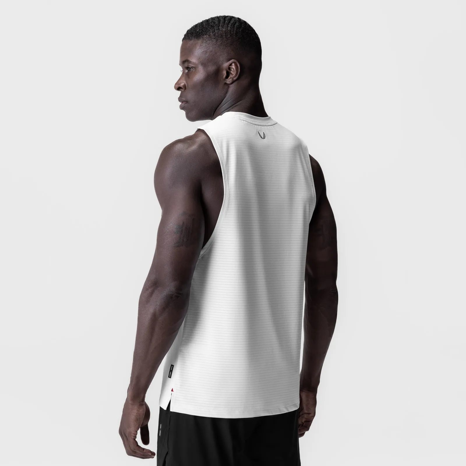0837. 3D-Lite? 2.0 Lycra? Muscle Tank - White "RP" Wind Resistant Front