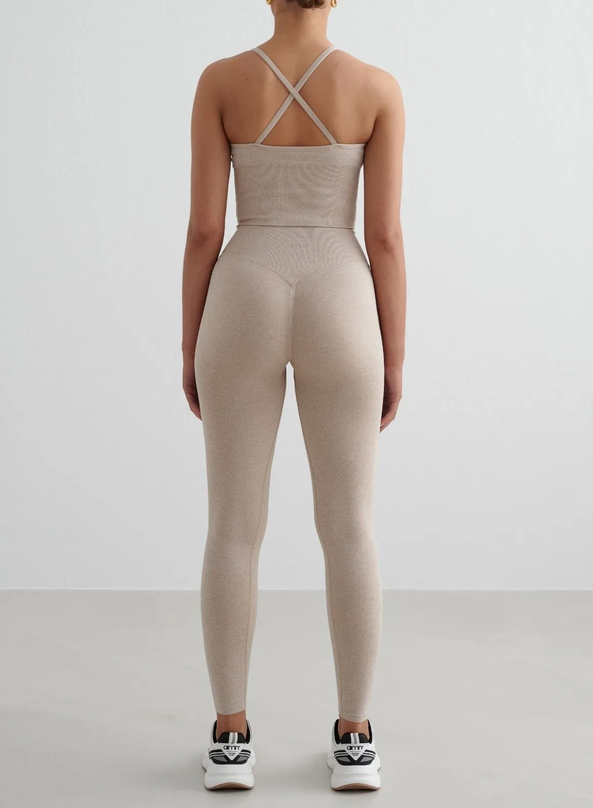 Non Irritating Edges Mountain - capable Beige Melange Shape Seamless Cross Back Bralette