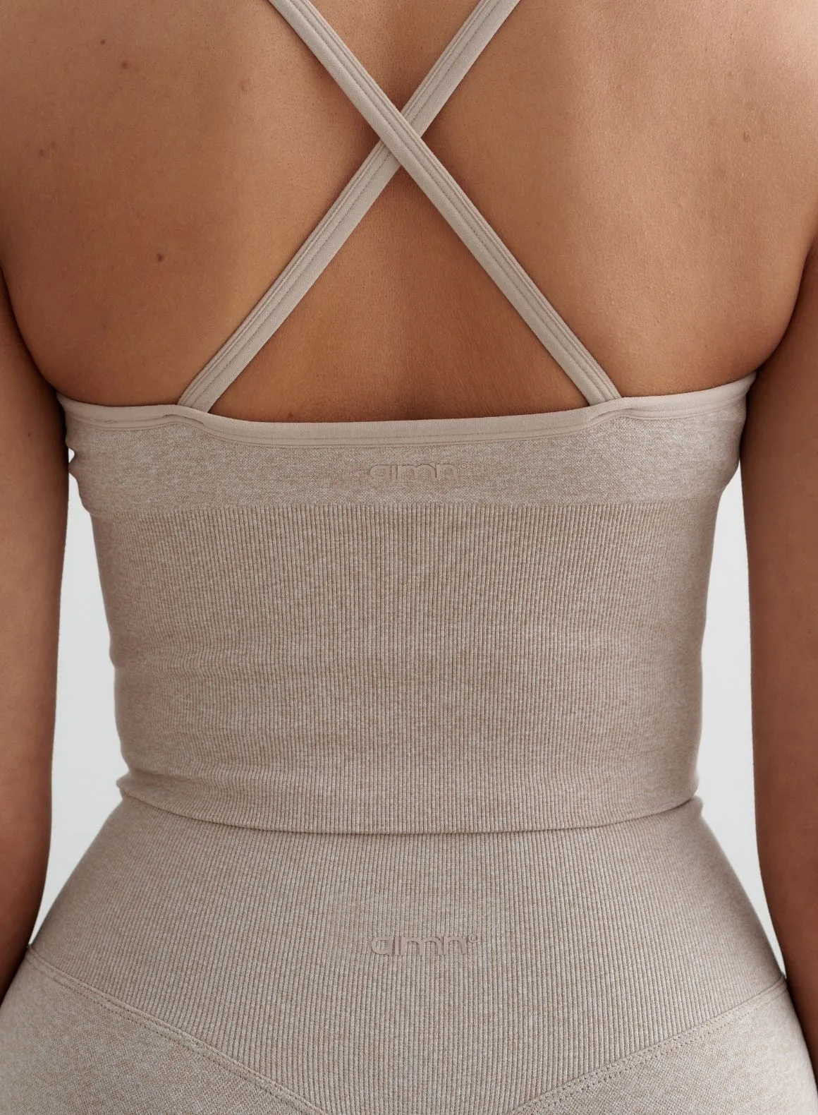 Beige Melange Shape Seamless Cross Back Bralette easy to repair