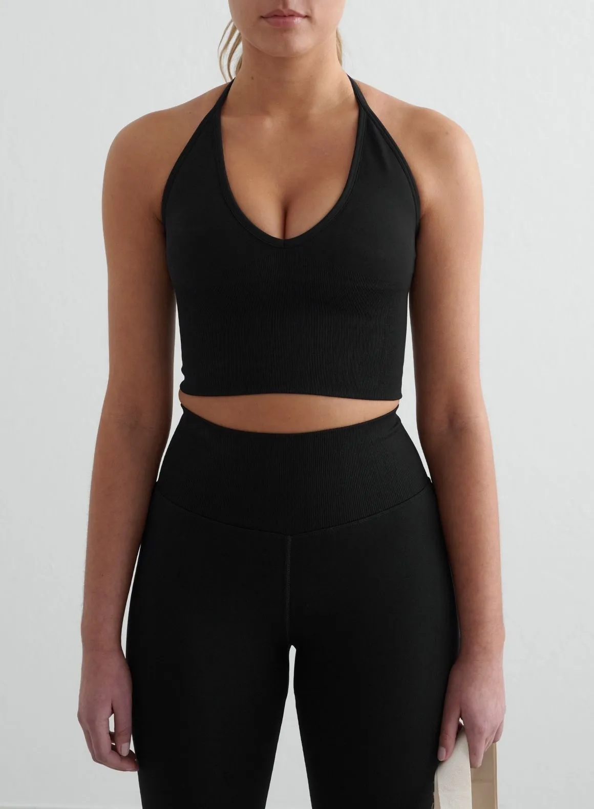 Black Shape Seamless Cross Back Bralette Soft Layer Secure Fit Design