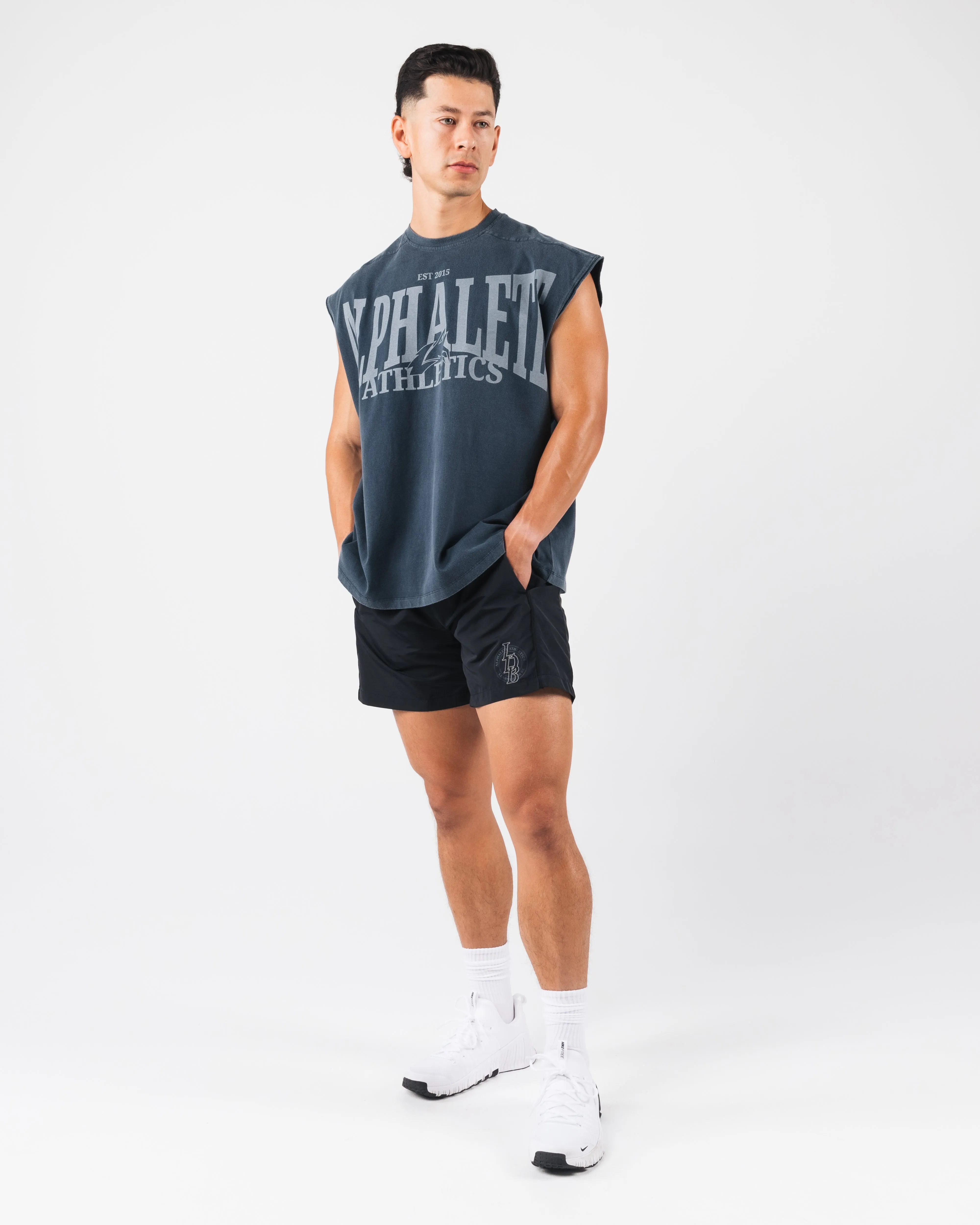 Vintage Muscle Tank - Deep Navy Long service life mesh panels