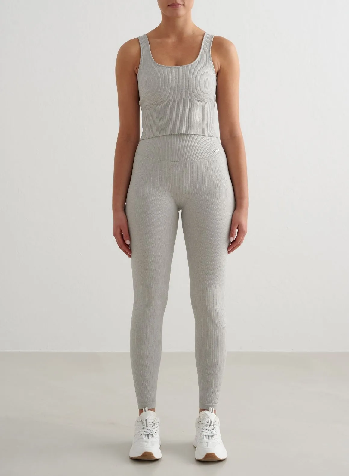 Grey Melange Ribbed Seamless Shaping Bralette Hygienic Lining explosion - proof