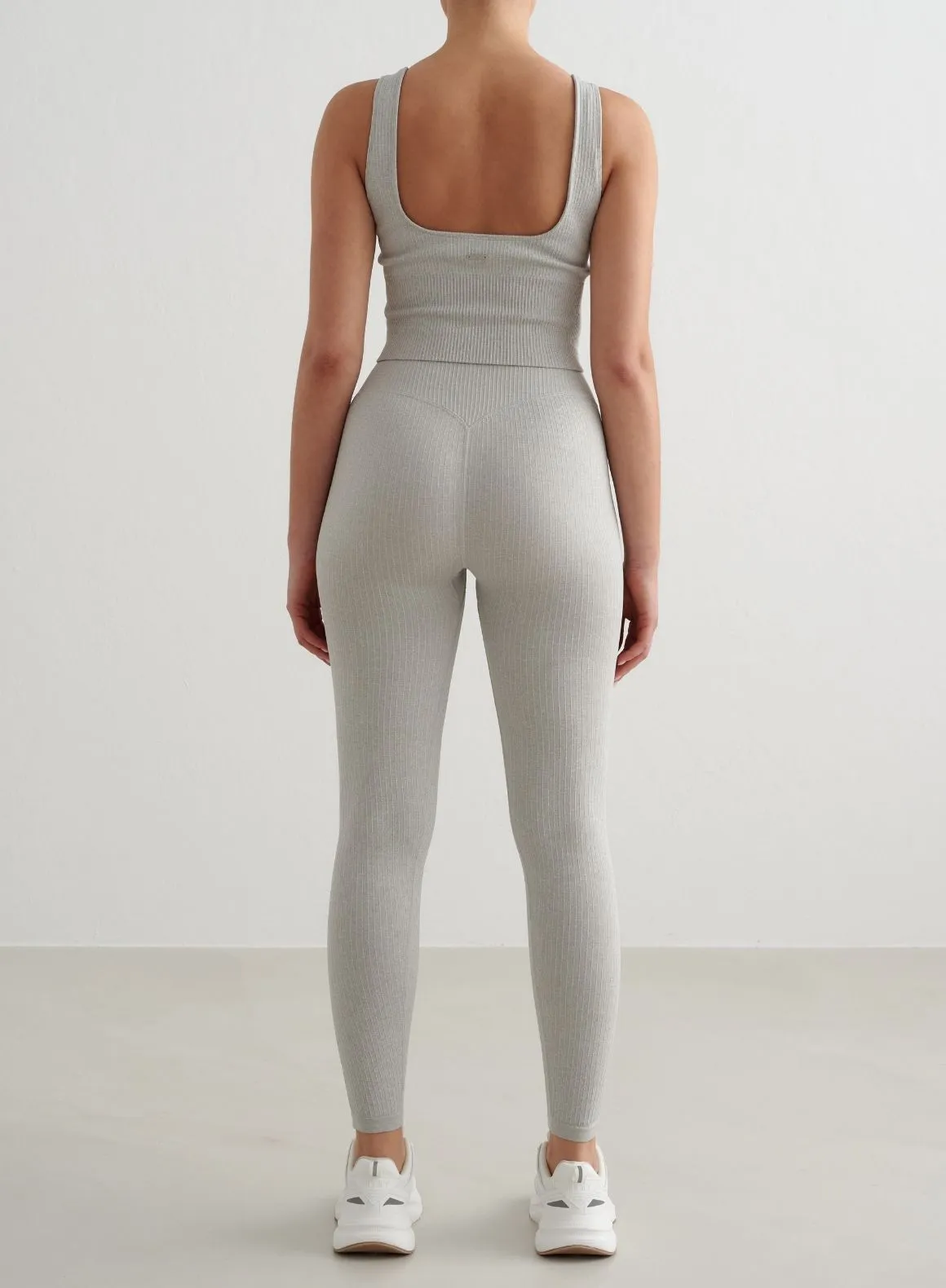 Non Chafe Seams Stretch Fiber Blend Grey Melange Ribbed Seamless Shaping Bralette