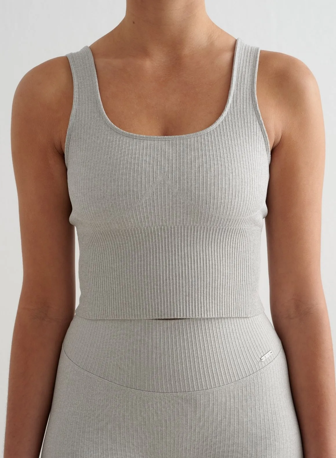 Grey Melange Ribbed Seamless Shaping Bralette Breathable Construction Mining - capable