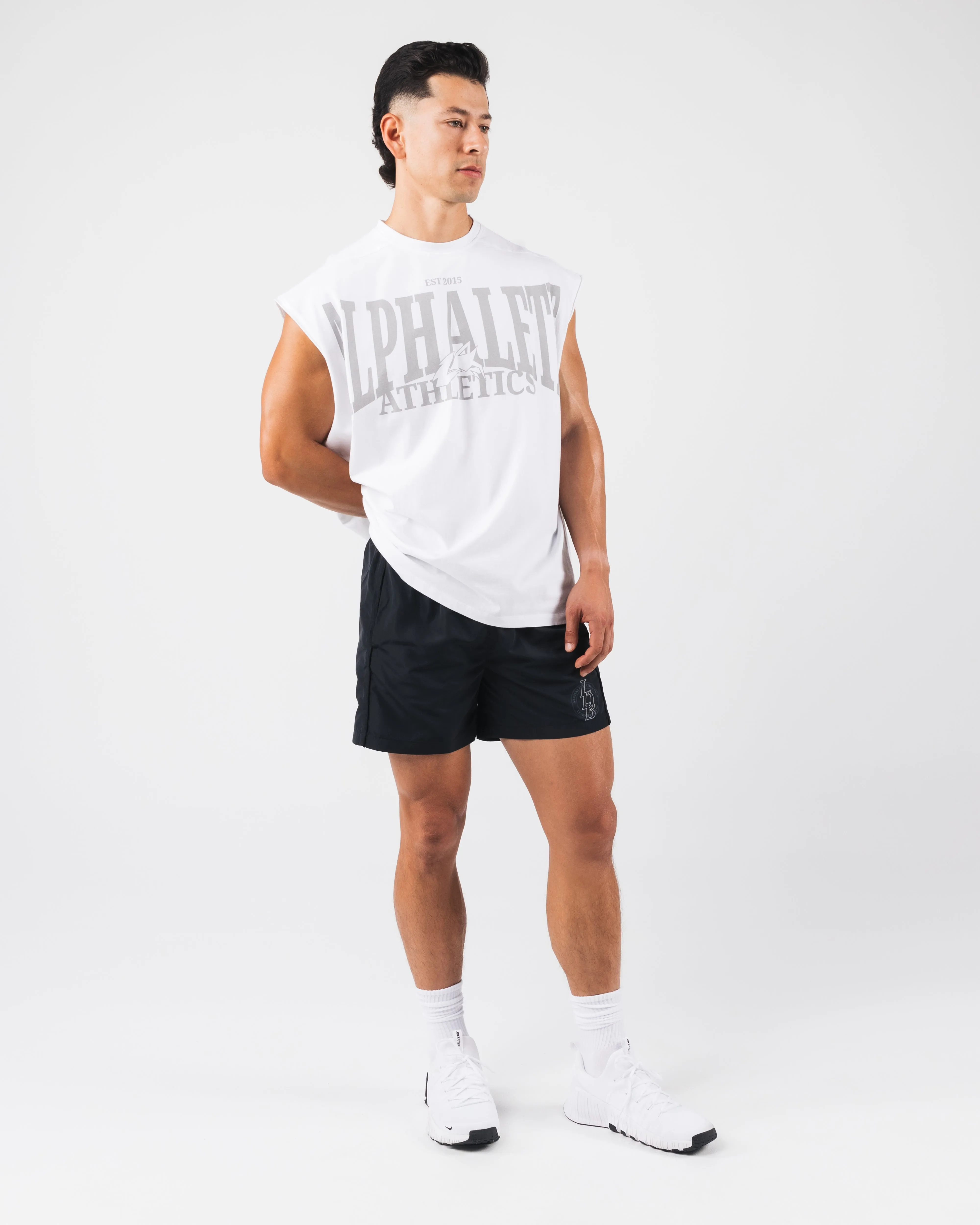Vintage Muscle Tank - White rear line Breathable Lining