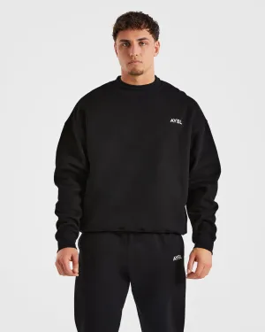 Essential Oversized Sweater - Black Designer Look Logo Detail
