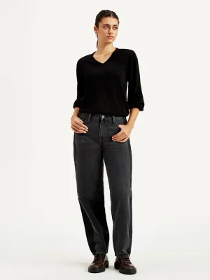 Mid Rise Structure Trend Setter Chill Outfit Women's 94 Charcoal Grey Baggy Fit High Rise Jeans