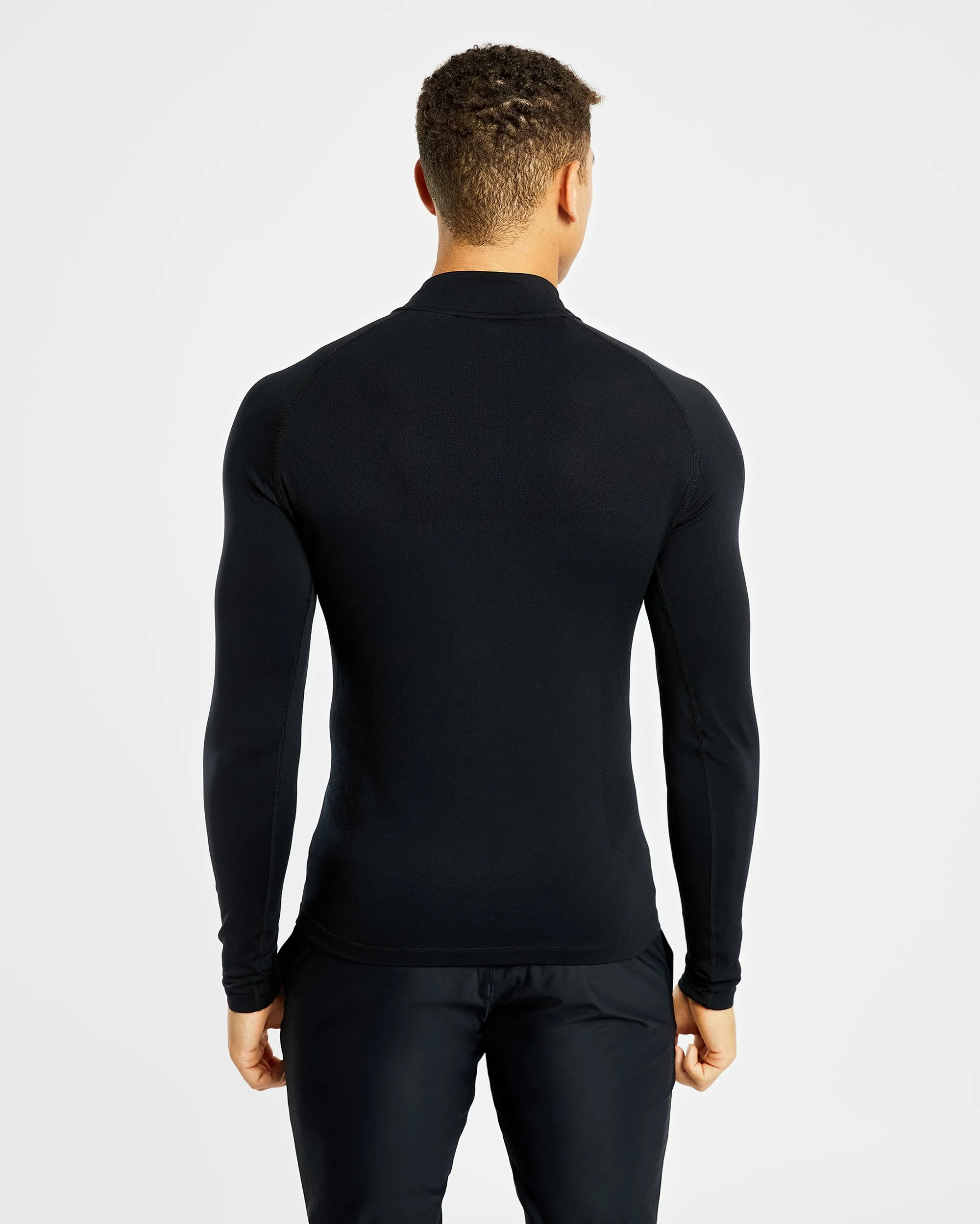 UPF Protection Trend Vibe Essential Seamless 1/4 Zip Pullover - Black