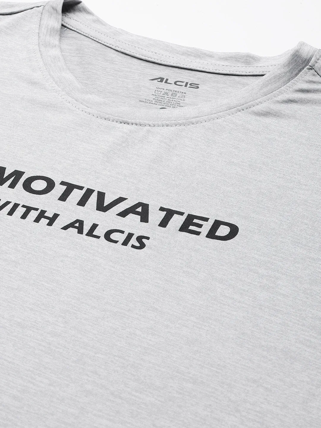 Alcis Men Grey Typography Printed Dry Tech Slim Fit T-shirt MicroPerforatedTexture Student Cool