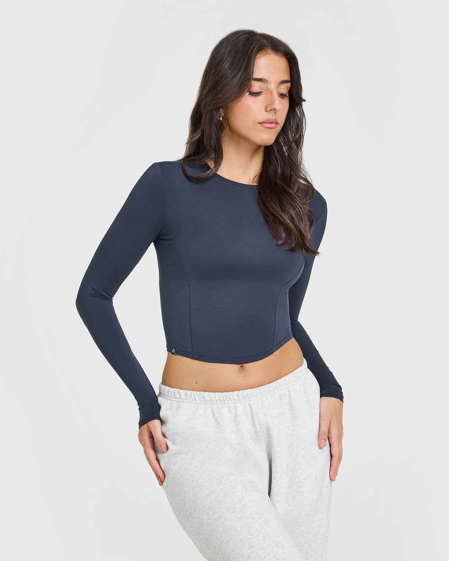 HeavyDuty Zipper Sport Glow Mellow? Soft Mid Long Sleeve Top | True Blue StretchFit Design
