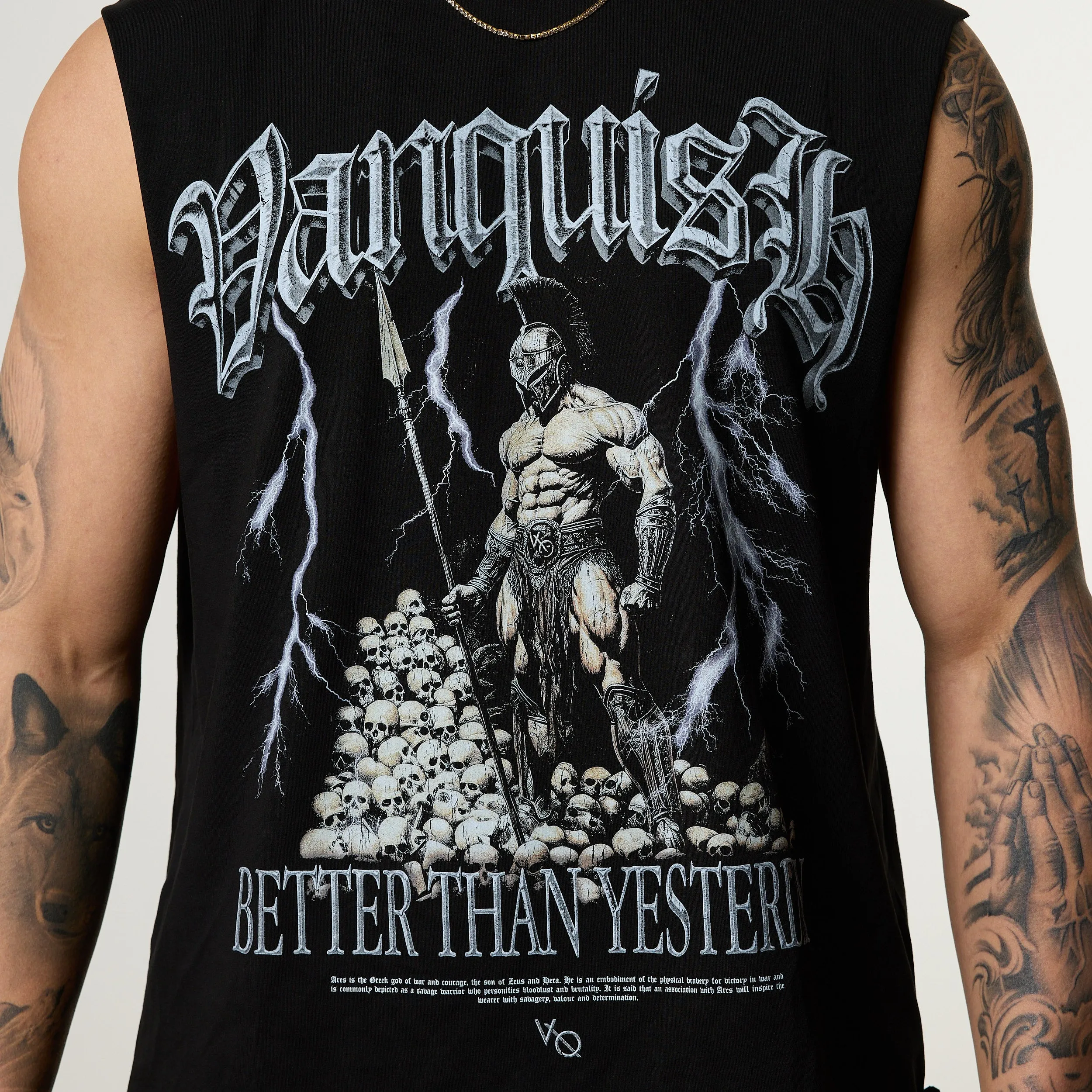 Summer Ready Vanquish Olympus Black Ares Oversized Boxy Cut Off Sleeveless T Shirt