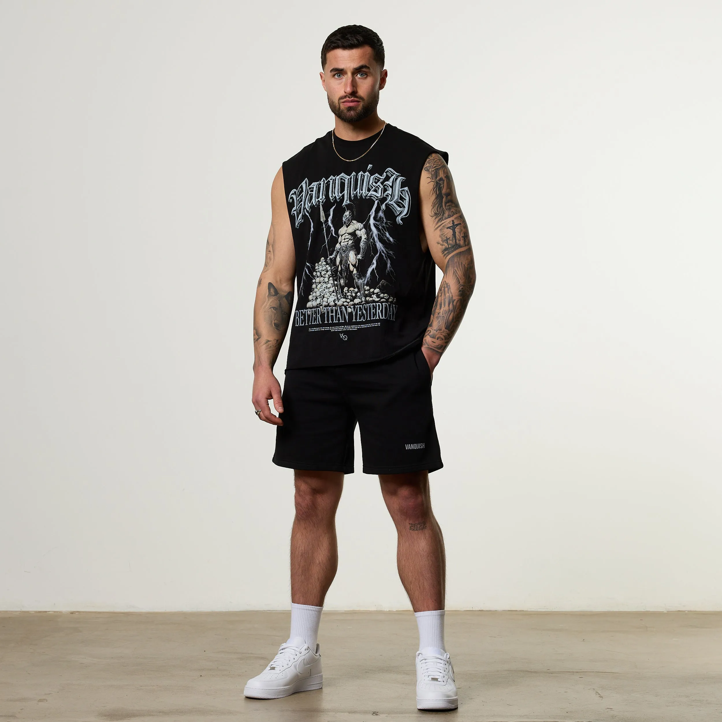 Holiday Outfit Style Vanquish Olympus Black Ares Oversized Boxy Cut Off Sleeveless T Shirt