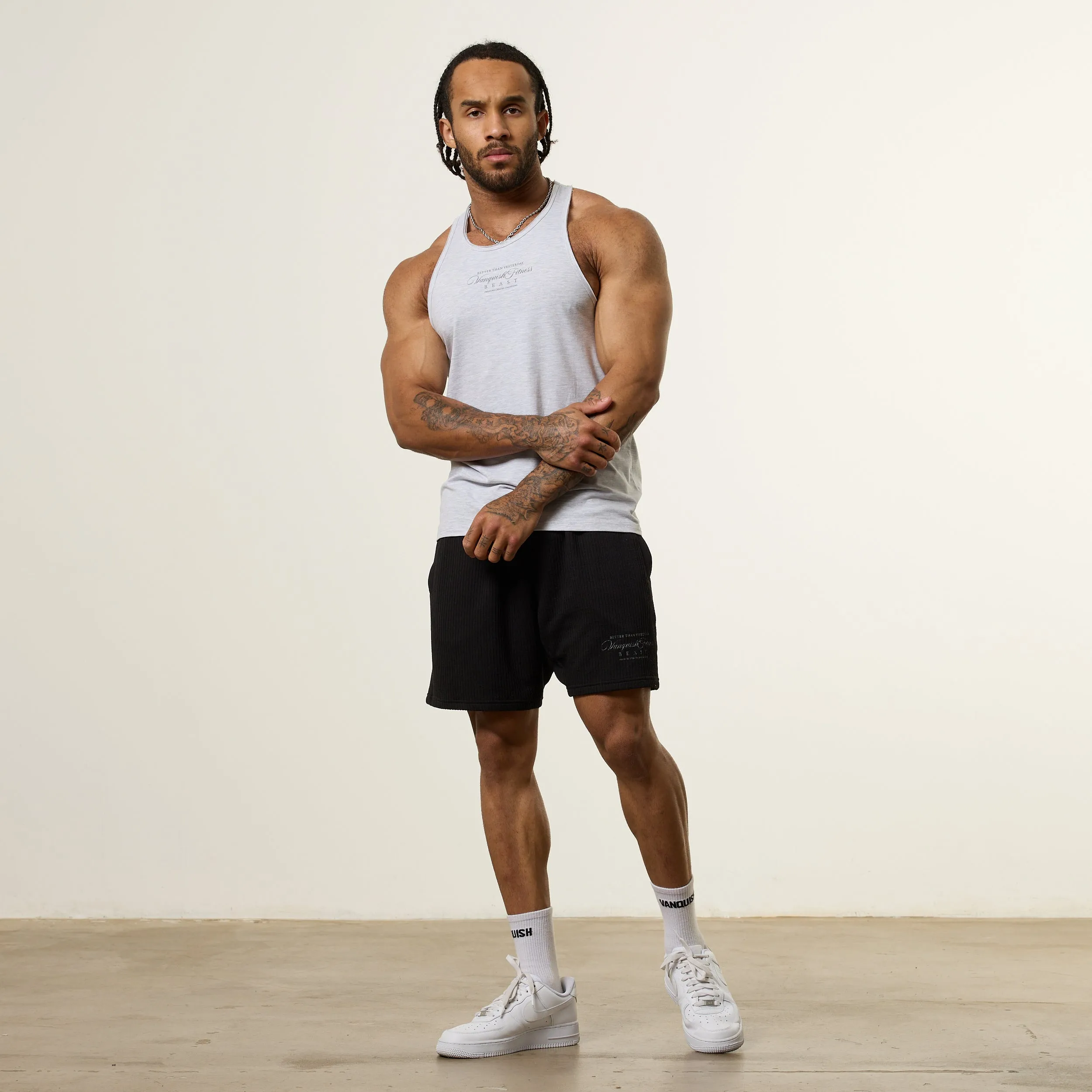 Vanquish x JBeast Grey Tank Top Tagless Neckline Garment Washed Texture