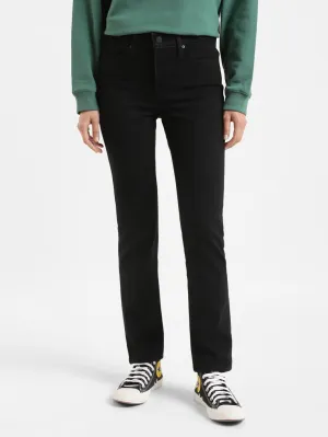 Everyday Loose Elegant Minimalist Outdoor Adventure Women's 312 Black Straight Fit Mid Rise Jeans