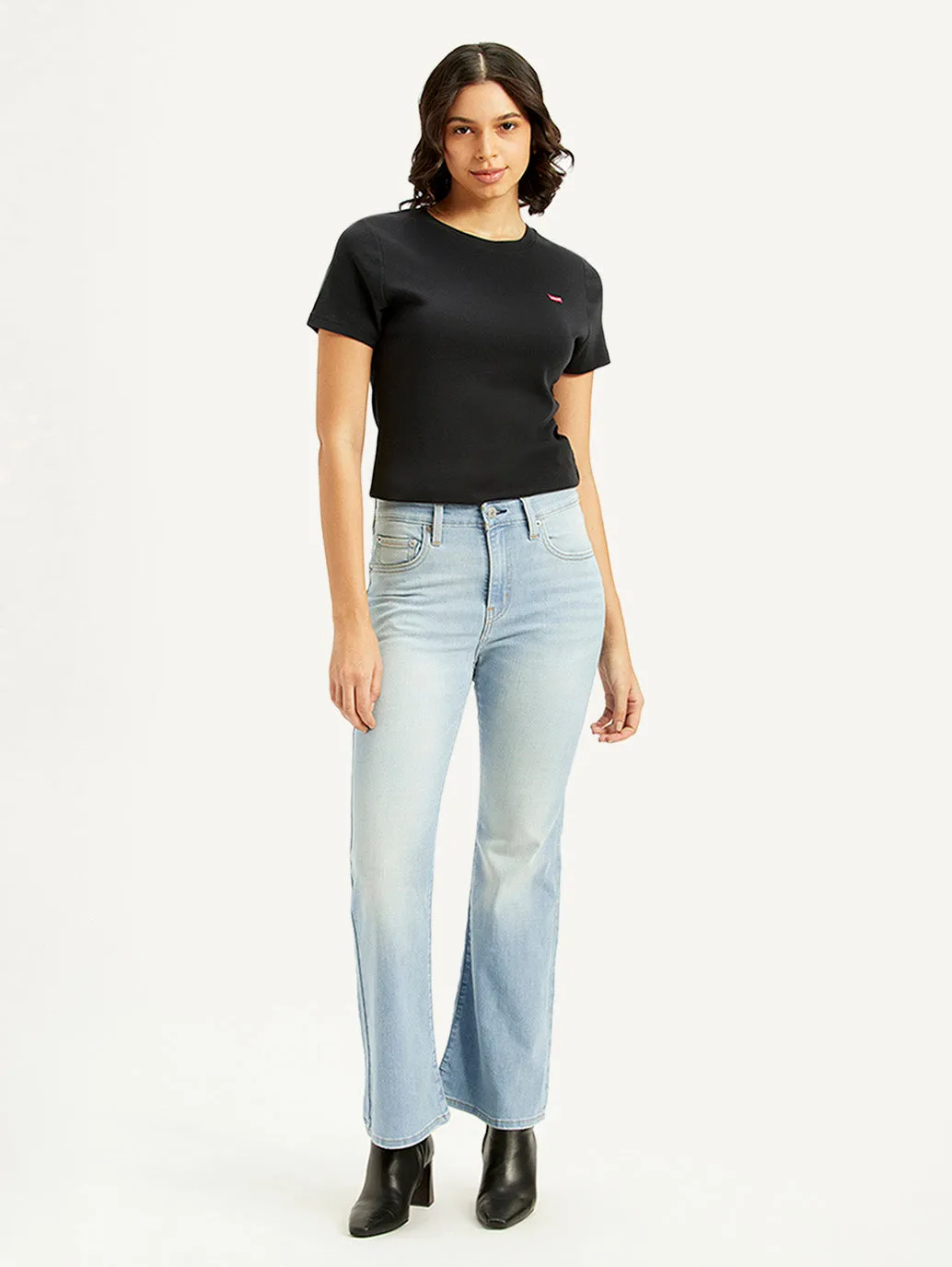 Women's 726 Light Blue Flared Fit Mid Rise Jeans Advanced Stretch Recovery