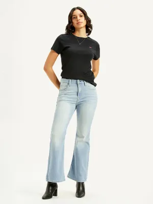 Women's 726 Light Blue Flared Fit Mid Rise Jeans Comfortable Choice All Occasion