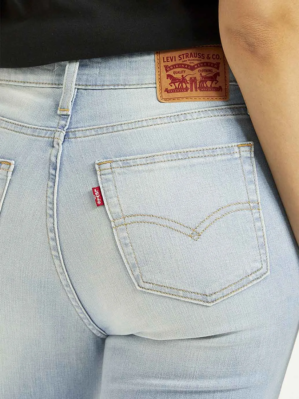 Women's 726 Light Blue Flared Fit Mid Rise Jeans Layered Basics