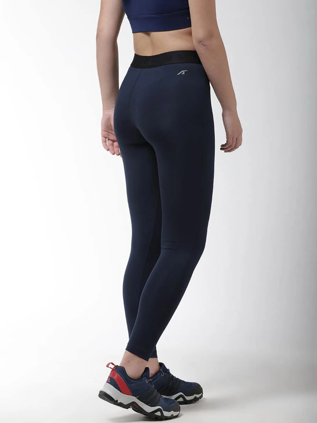 Morning Stretch Durable Stitch Alcis Women Navy Blue Solid Compression Training Tights