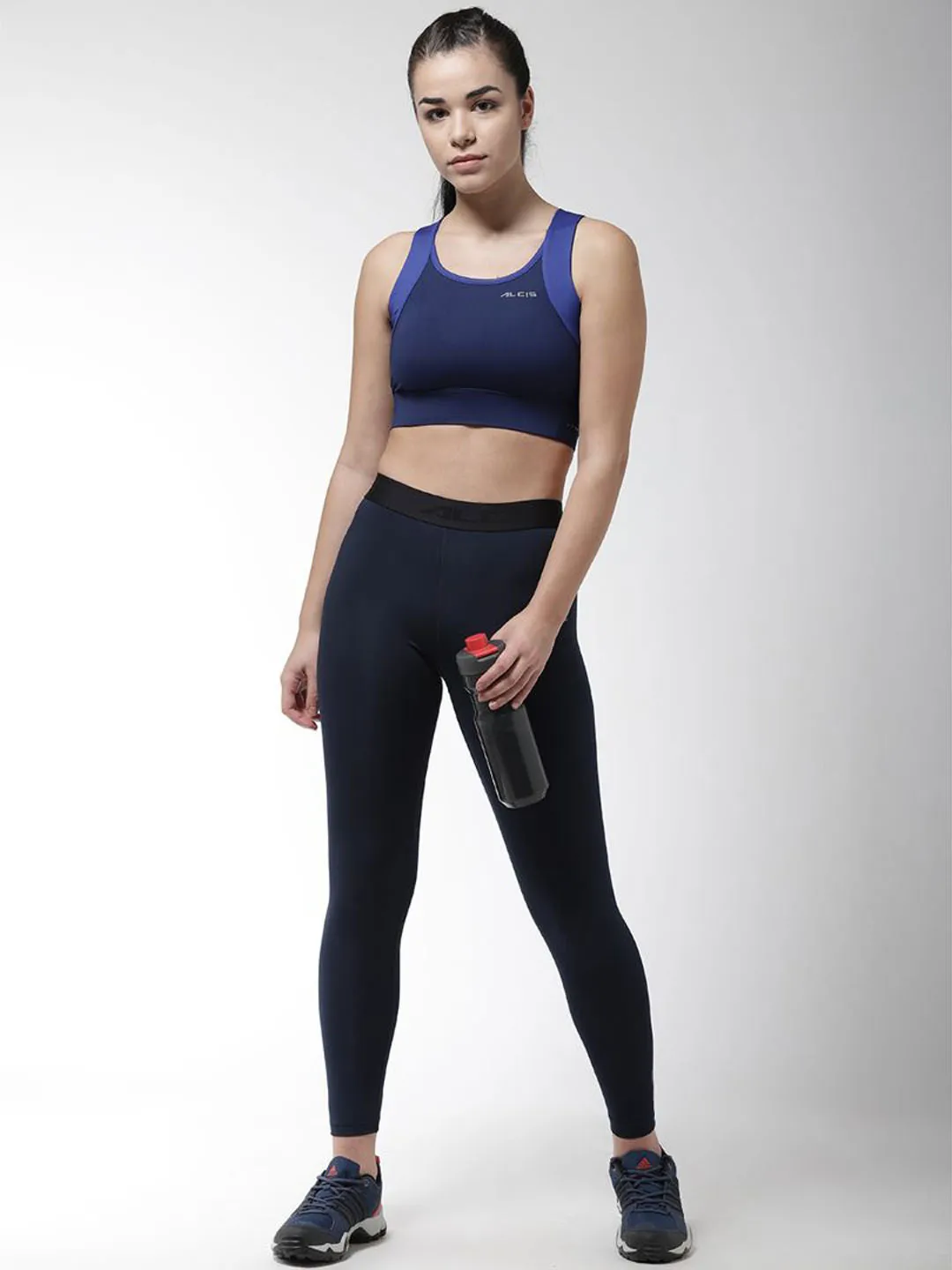 Neutral Wear Alcis Women Navy Blue Solid Compression Training Tights