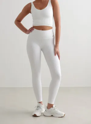 White Ribbed Seamless Tights Refined fit Tagless Design