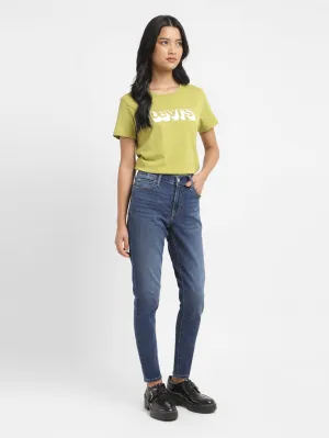 Women's 710 Indigo Skinny Fit Mid Rise Jeans Outfit Essential Unfaded Hemline