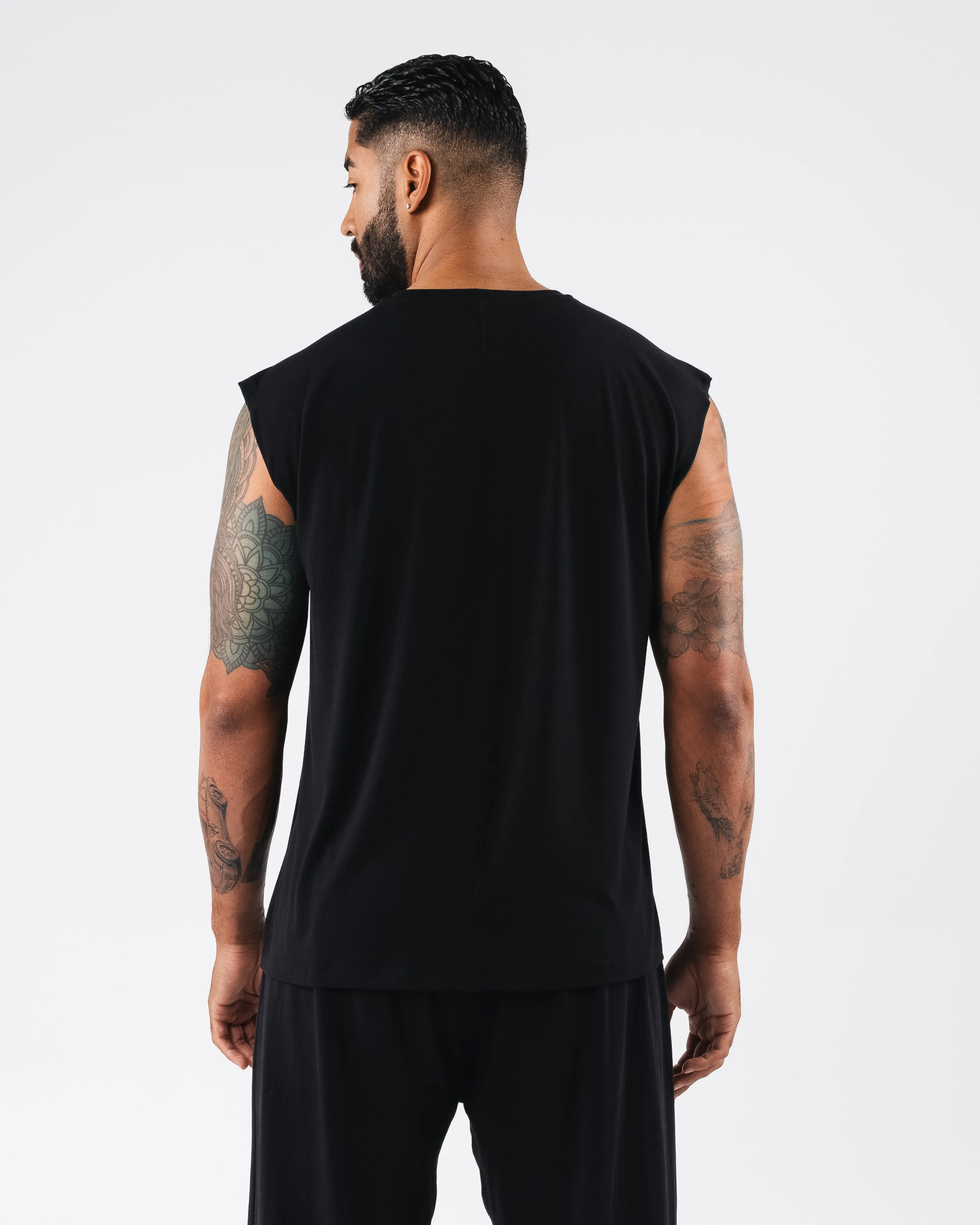 V Neckline Options Zero Accent Tank - Black