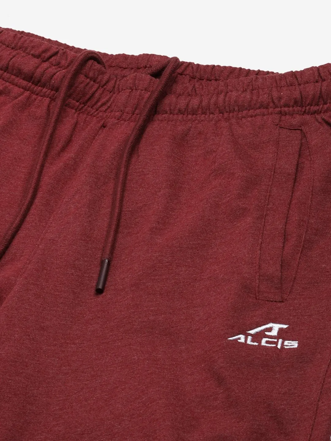 Alcis Men Maroon Solid Slim Fit Mid-Rise Track Pants Secure Closures Casual Edge