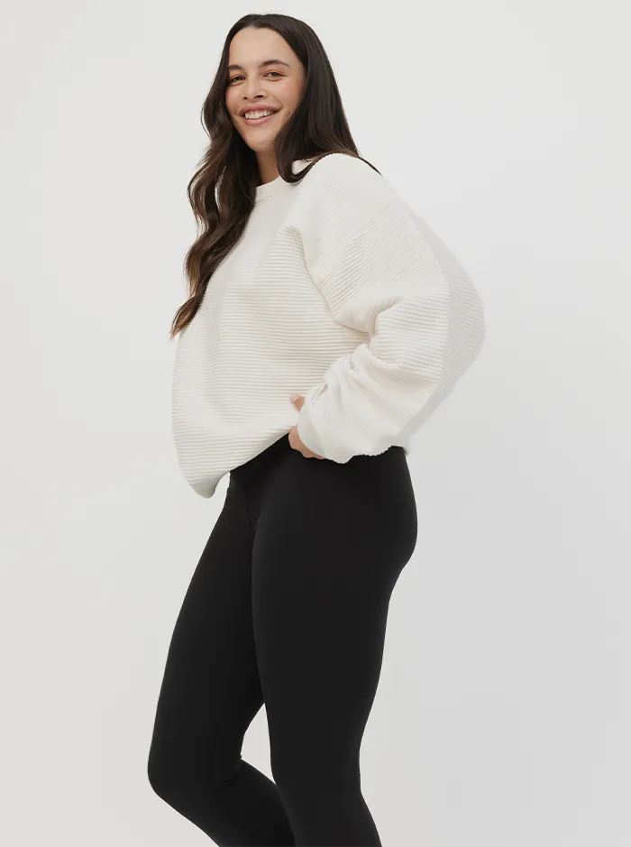 Minimalist Wardrobe Ribbed Crew In White Cream