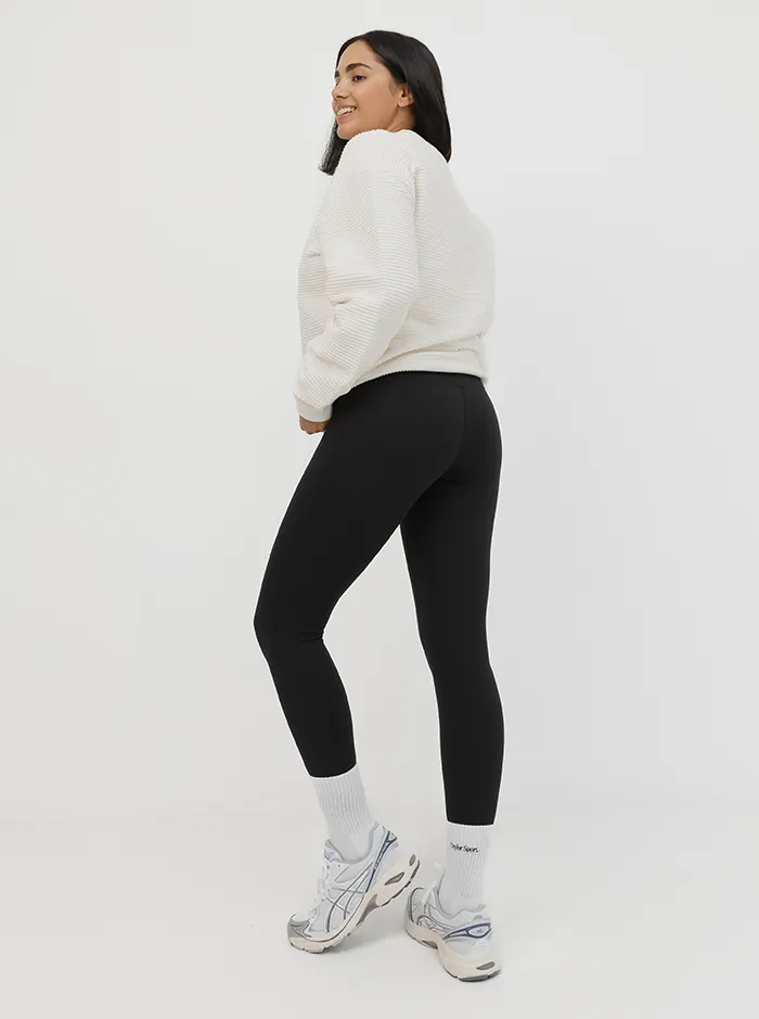 Ribbed Crew In White Cream Pre Shrunk Fabric Versatile Piece