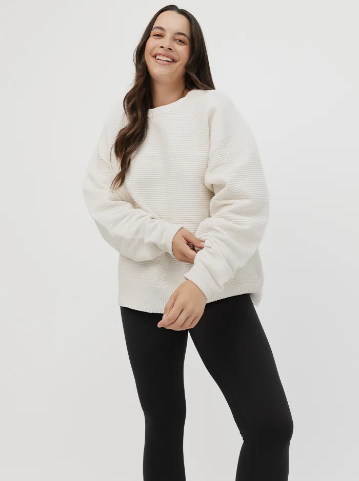 Ribbed Crew In White Cream youth choice