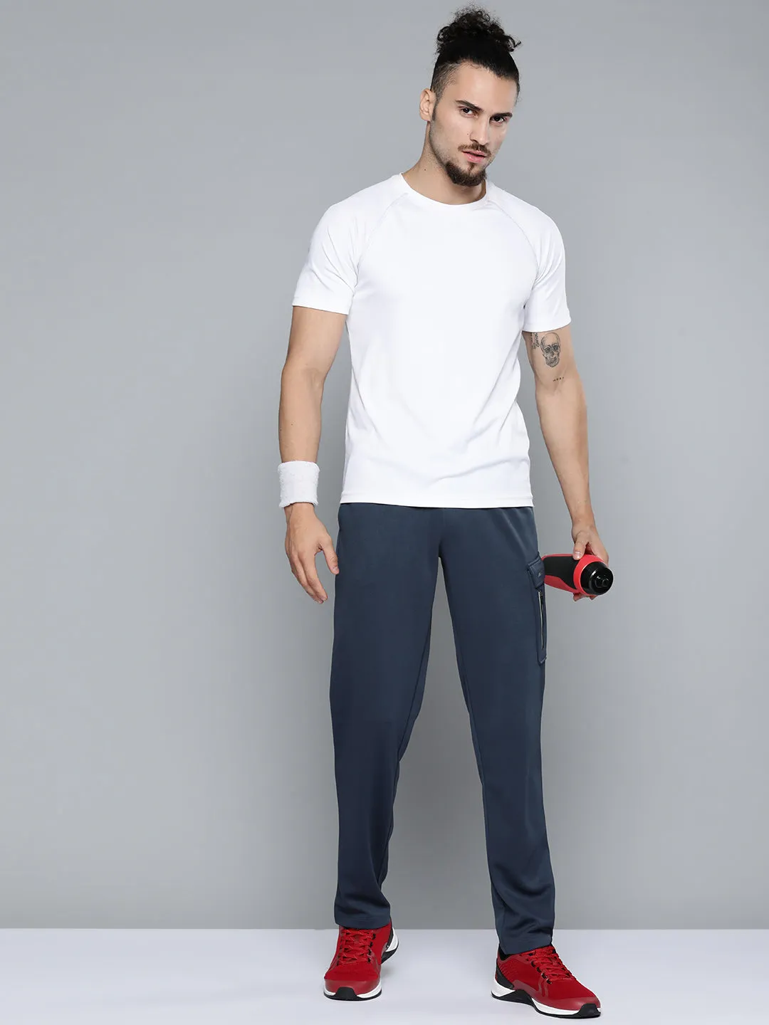 Alcis Men Navy Blue Solid Track Pants Odor Control Fabric