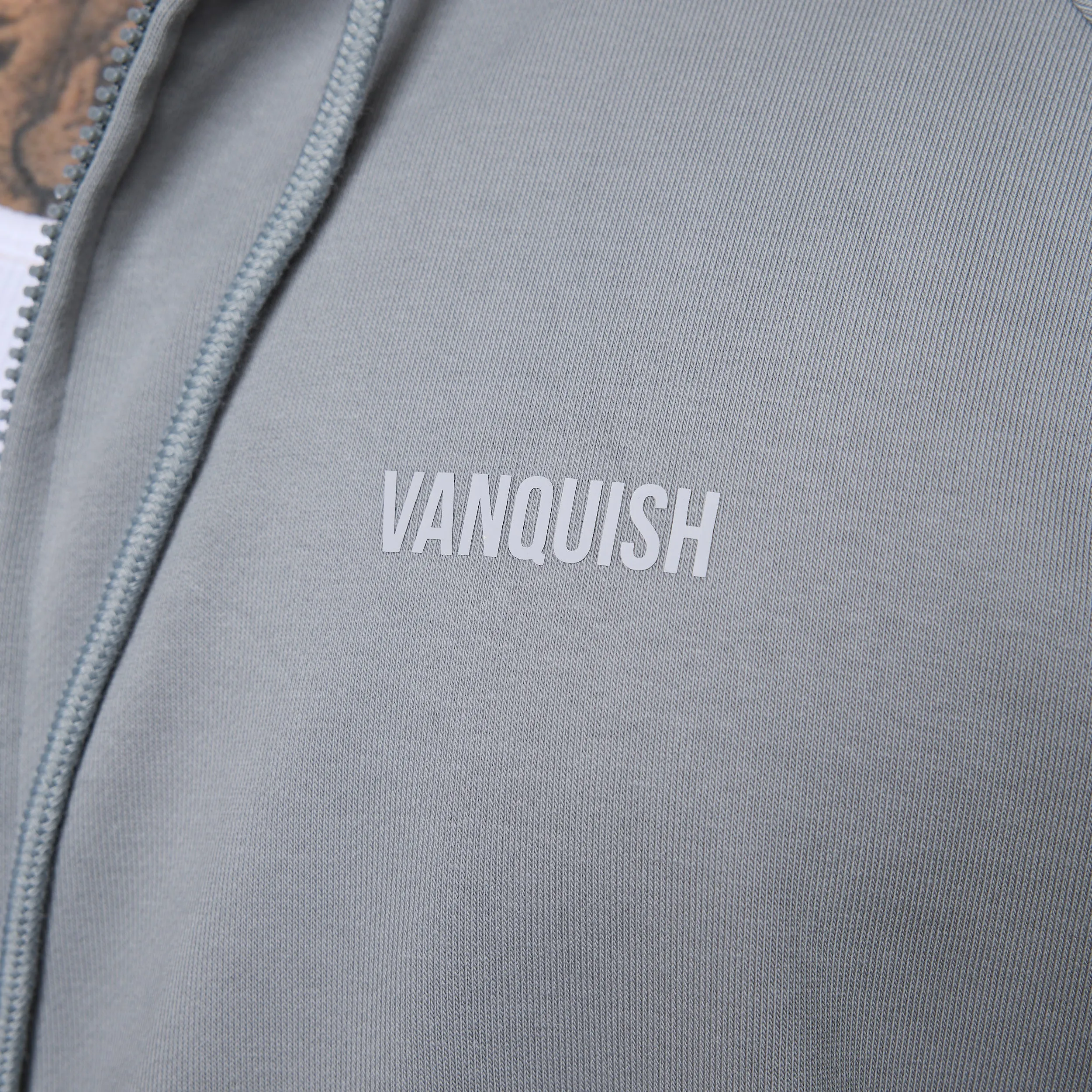 Vanquish Essential Steel Grey Oversized Boxy Hoodie Satin Finish Must Have