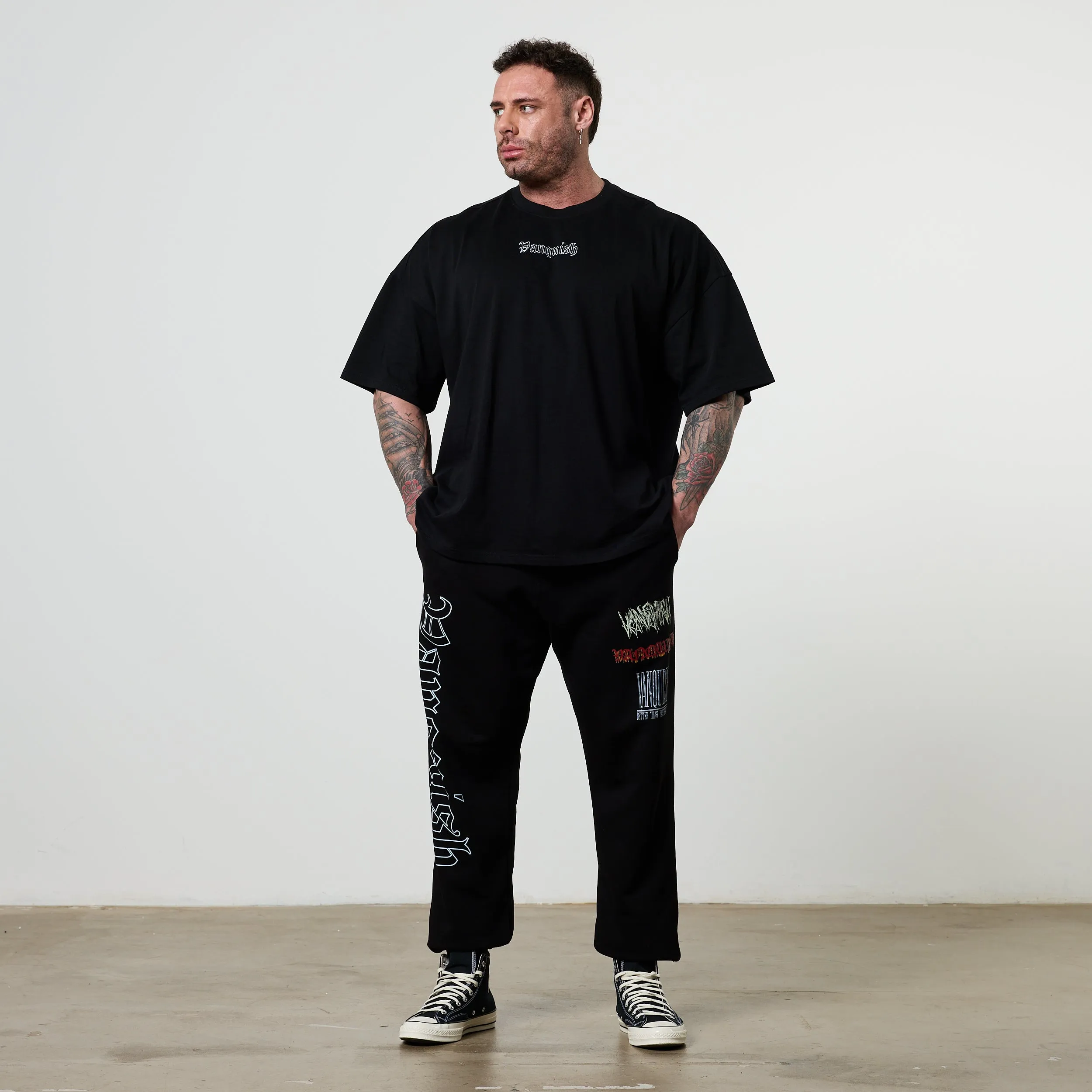 Vanquish Olympus Black Heavyweight Oversized Boxy T Shirt Holiday Outfit