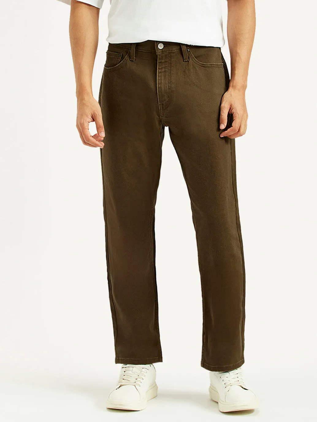 Shape Retention Year Rounder Men's 541 Brown Overdyed Athletic Tapered Fit Mid Rise Jeans