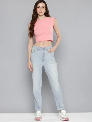 Casual Wear Balanced Look Women's 80s Mom Blue Loose Fit High Rise Jeans