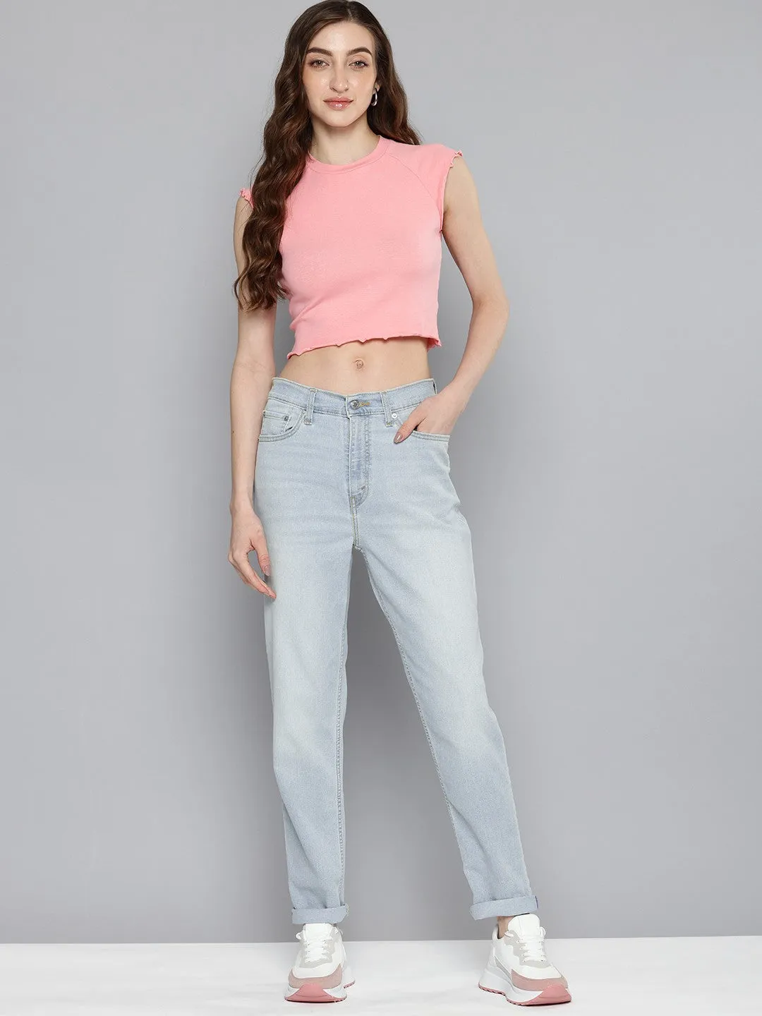 Casual Wear Balanced Look Women's 80s Mom Blue Loose Fit High Rise Jeans