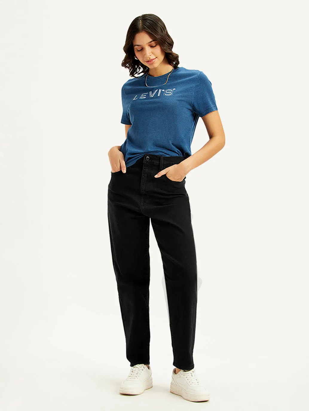 Body Fit Ready Breathable fabric technology Women's Black Loose Tapered Fit High Rise Jeans