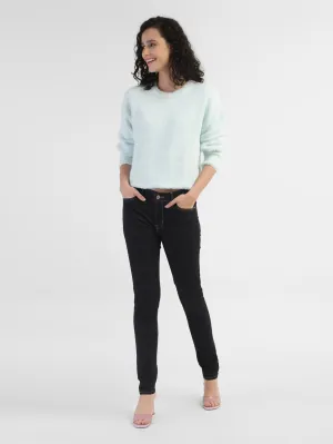 Women's 711 Blue Skinny Fit Mid Rise Jeans Textured Party Look Soft