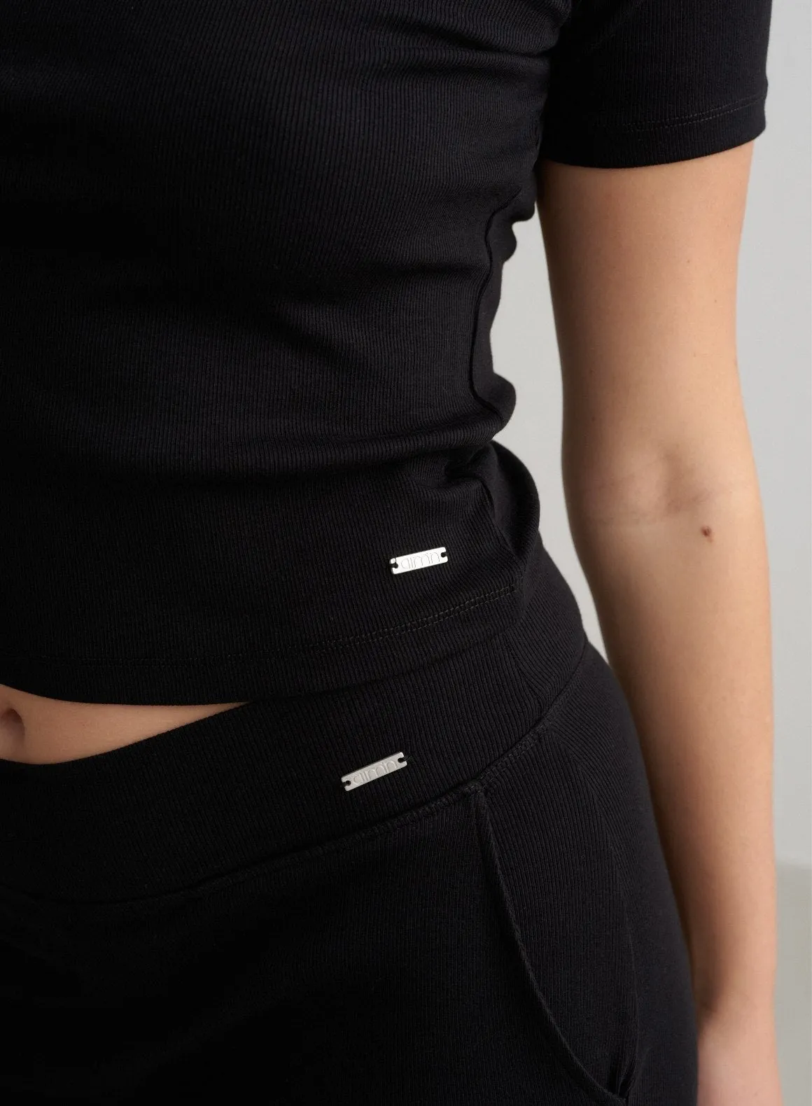 Black Ease Ribbed Short Sleeve Playful Vibes