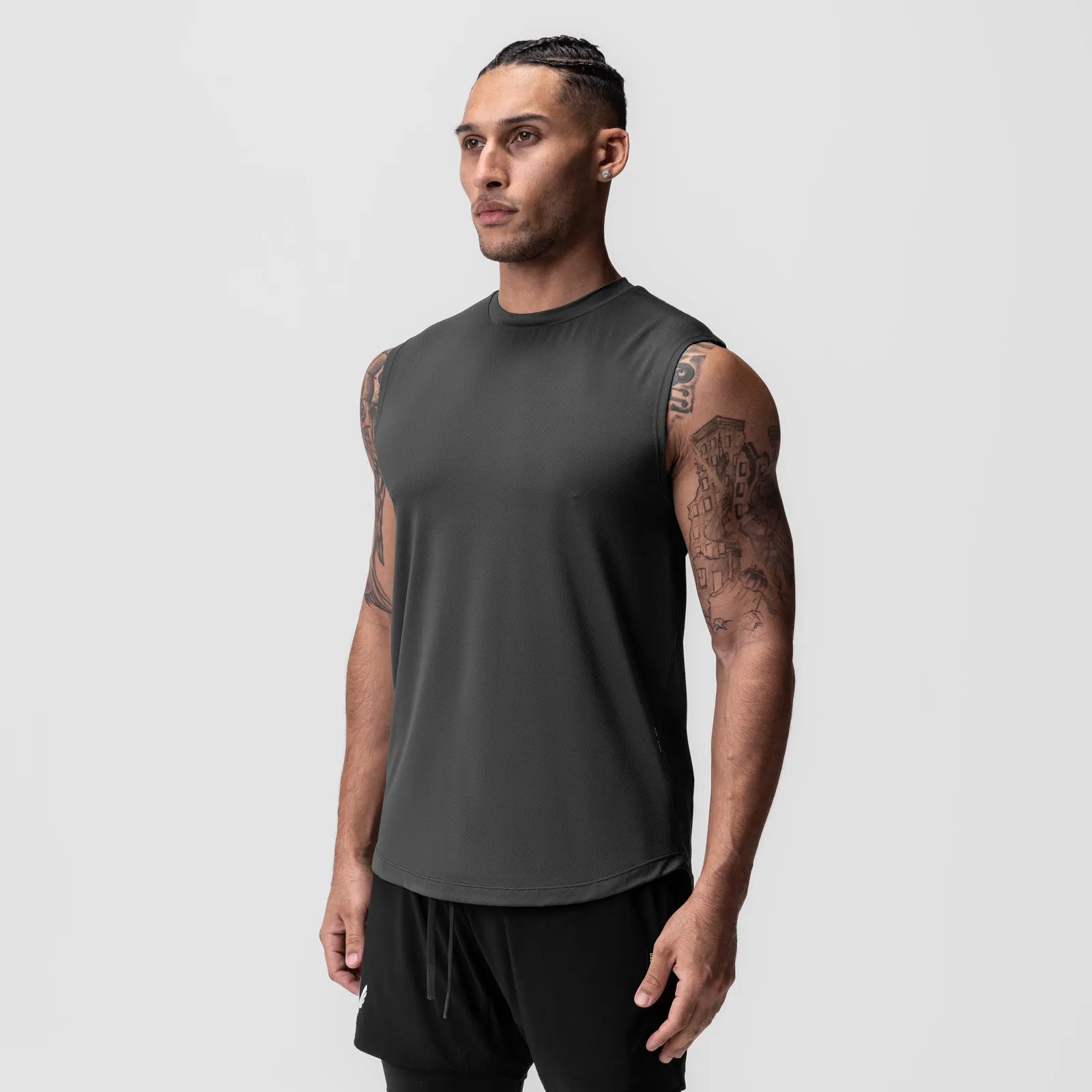 Flexible Fabric Non Restrictive Cut 0757. AeroSilver? Cutoff Tank - Space Grey