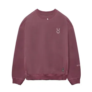 0861. Tech Essential? Distressed Crewneck - Faded Crimson Reinforced Elbows New Arrival